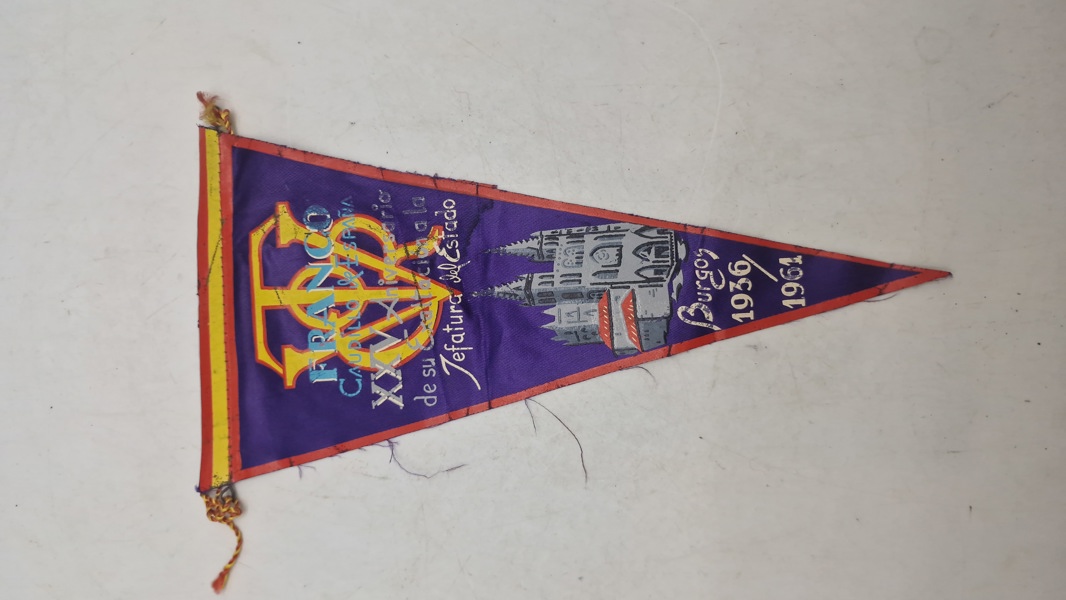 vimpel, der fejrer Francisco Francos 25-års jubilæum for overtagelsen af statsoverhovedet i Burgos, Spanien, i 1961