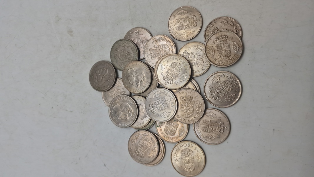 Samling danske 5 kroner 