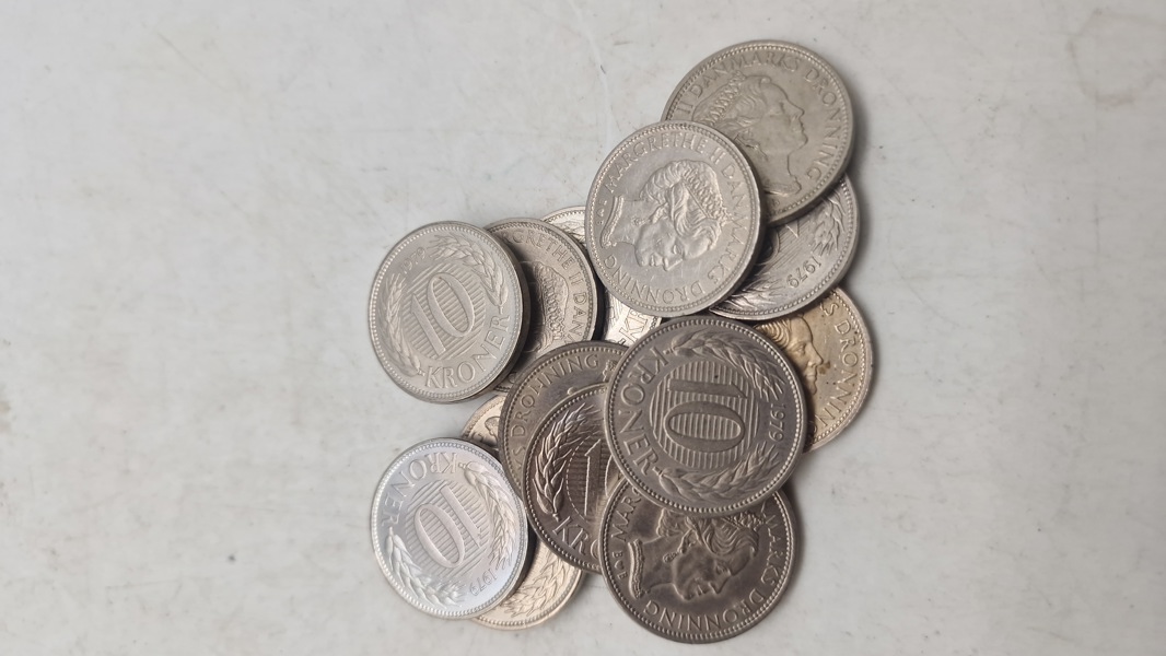 Samling danske ti kroner 