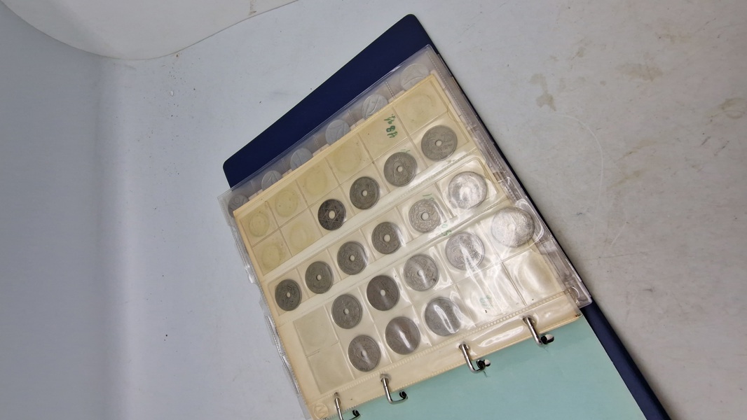 Møntsamling : 10 sider - blandet udenlandske mønter