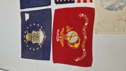 5 små silke-bordflag US-Marine korps - hær - flåde - flyvevåben - 1 defekt