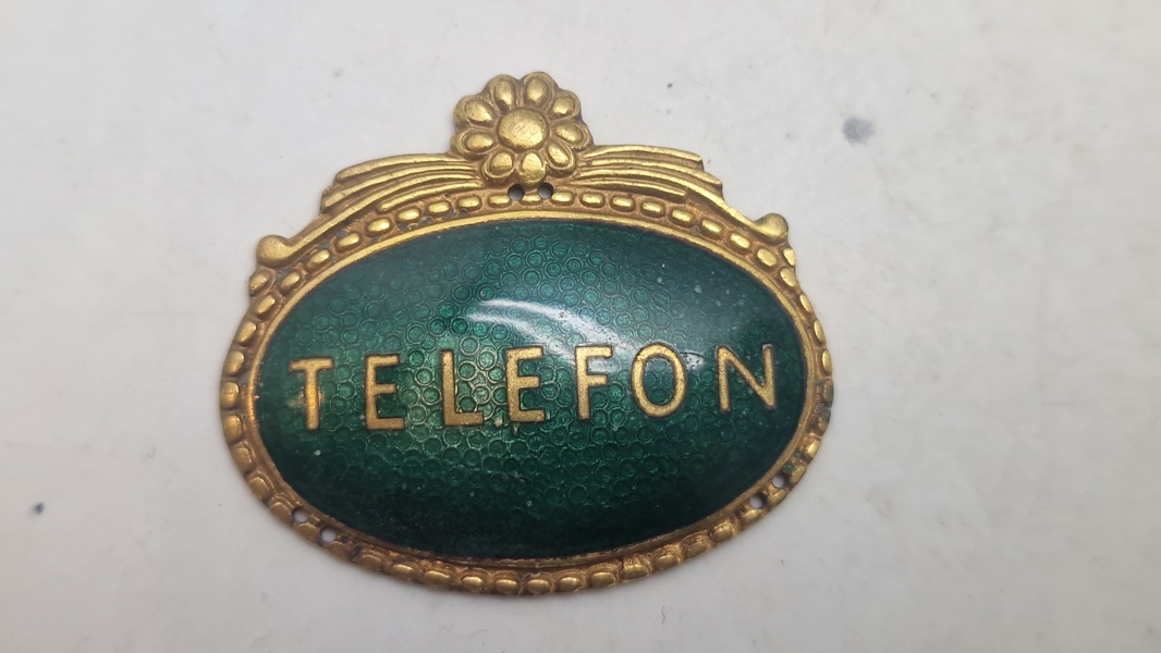 Originalt mærke telefonmontør til påsyning fra telegrafvæsenet