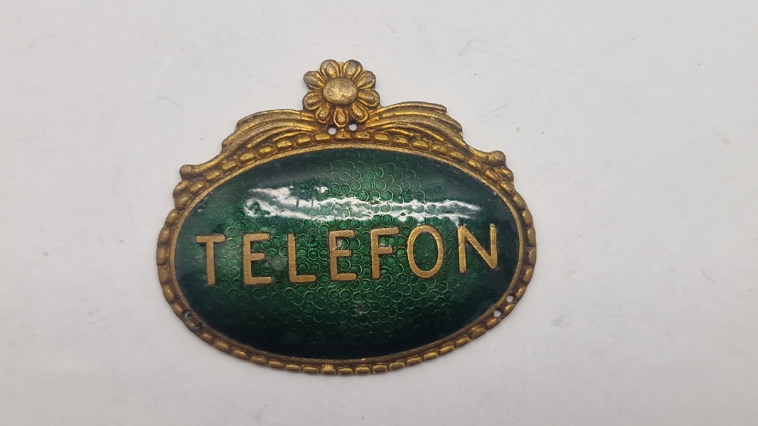 Originalt emalje skilt fra telefon væsnet til påsyning