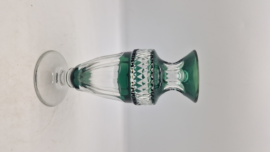 Val Saint Lambert vase i grøn og klar krystal