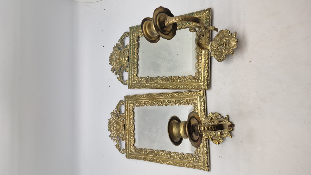 Sæt franske lysestager m. spejl