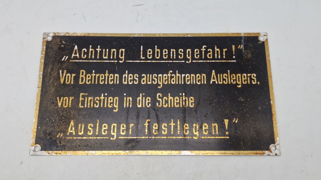 Tysk blikskilt WW2 bunker Originalt
