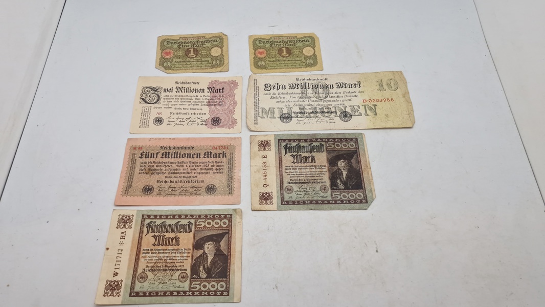 Samling tyske pengesedler. Originale 