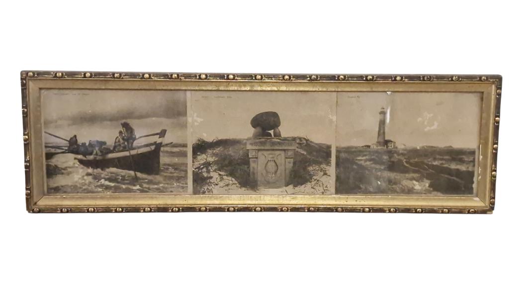 Samling ældre Skagen postkort i ramme 