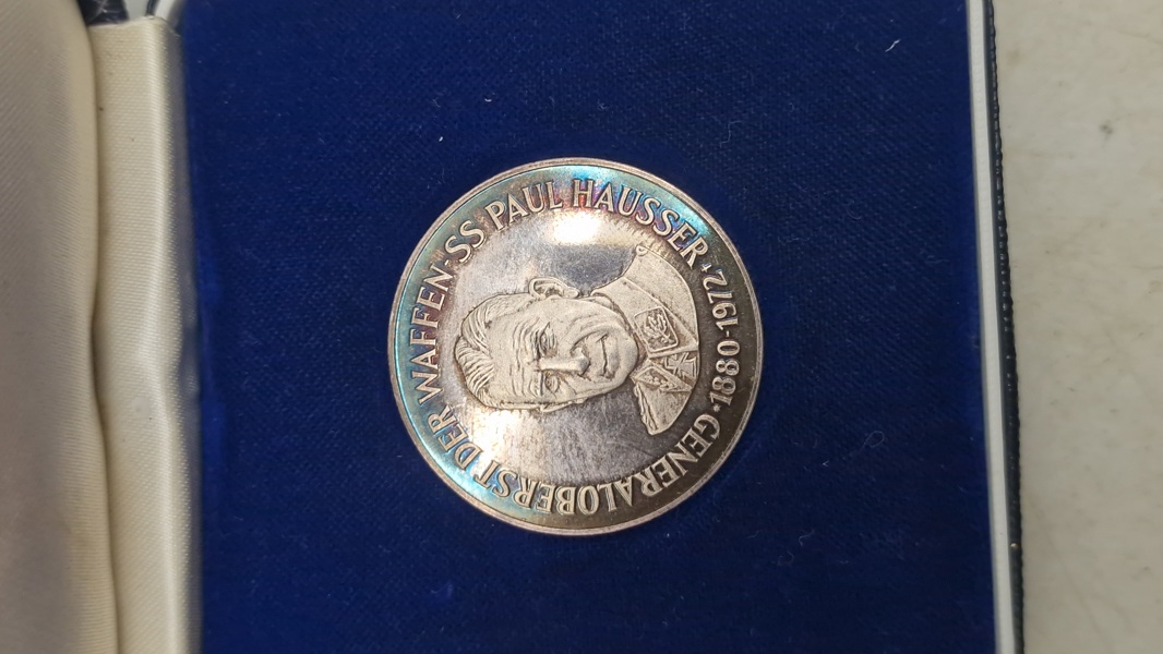 Gedenkmünze, die Paul Hausser Waffen SS, finsølv 