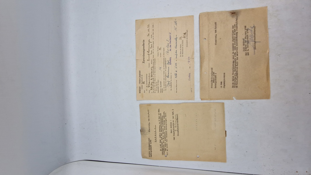 HitlerJugend lot udstedt i Flensborg i april 1945, original