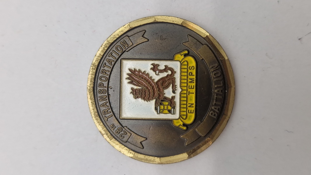 challenge coin"fra den 28. transportbataljon i den amerikanske hær

