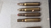 Display Ammunitionsarsenalet Trækstadier for 308. Winchester Nato 
7,62 x 51 mm samt løspatron. 32 x 20 Cm 