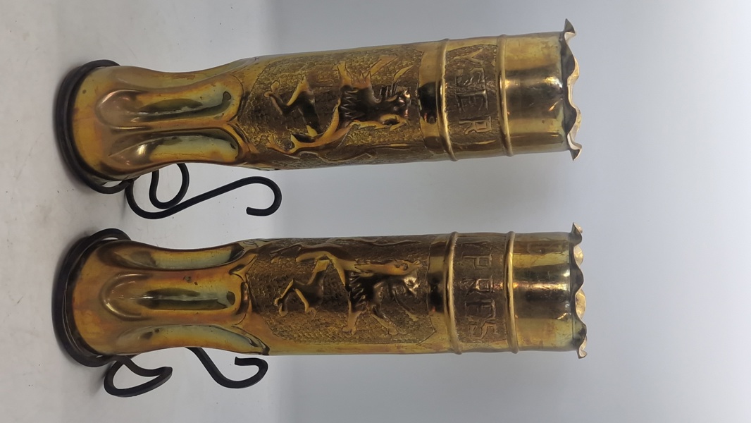 ww1 granat hylstre lavet som stager. Originale 