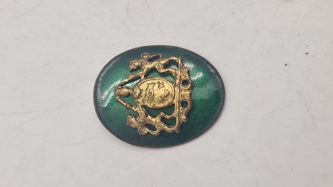 Dansk politi mærke, messing og emalje. Original 