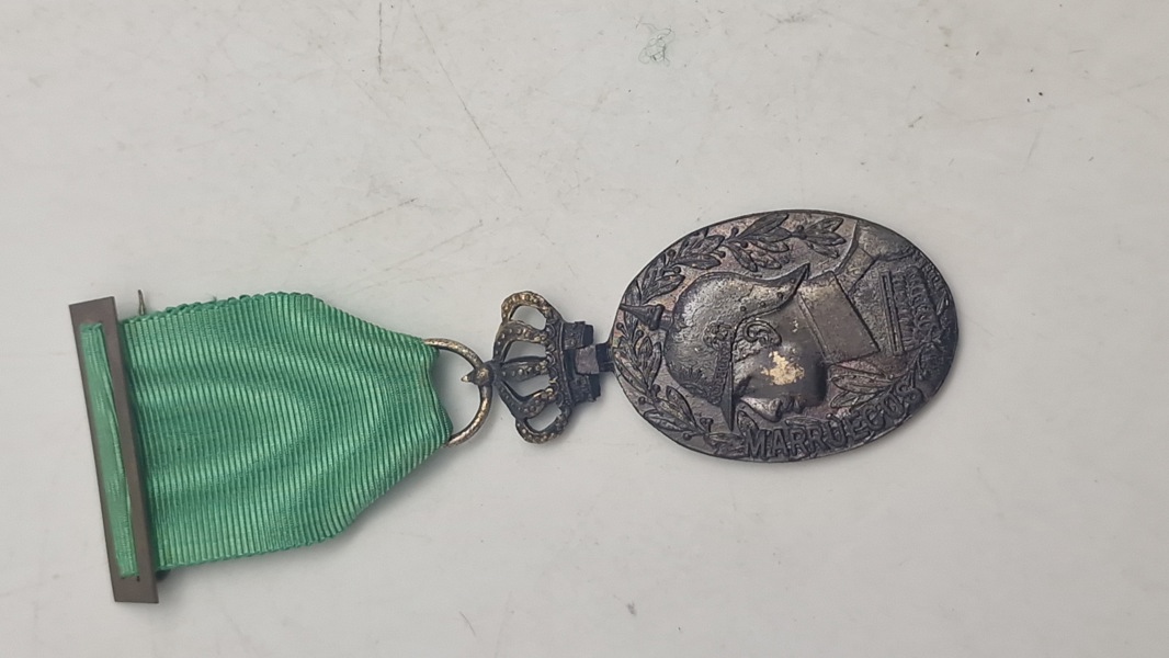 Spansk kampagne-medalje for kampagner i Marokko, specifikt forbundet med Alfonso XIII-æraen omkring 1909-1912. Original 
