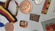 Samling medaljer og pins 