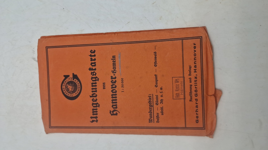 Umgebungskarte von Hannover-Hameln" (omgivelseskort over Hannover-Hameln) udgivet af Gerhard Görlitz, Hannover. Original