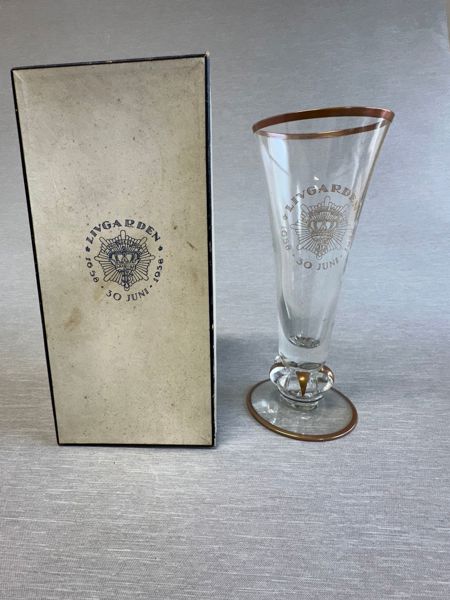 Originalt Livgarde jubilæumsglas, Design Jacob E. Bang Holmegaard  