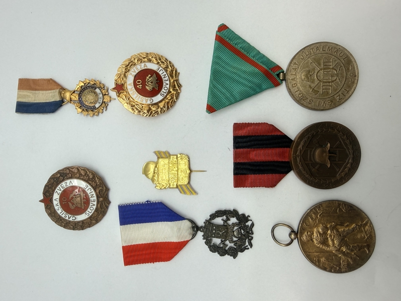 Samling brandmandsmedaljer. Originale