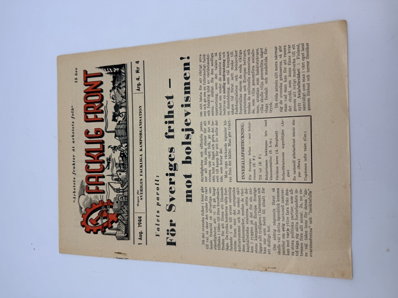 Svensk Nazistisk avis WW2, original  ekstremt sjælden 