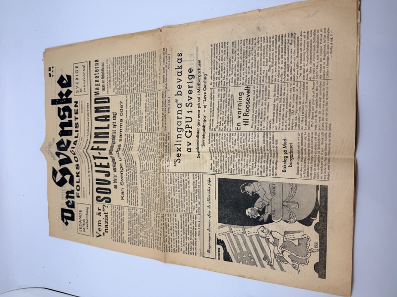 Svensk Nazistisk avis WW2 ekstremt sjælden 