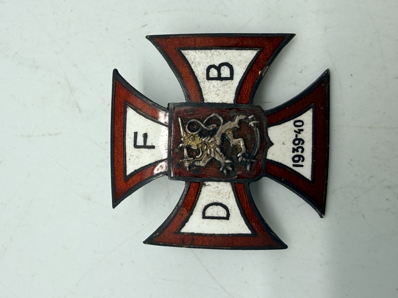 Lommemærke Den Danske Finlands Bataljon 1939/40 Sølv, sjældent originalt stykke