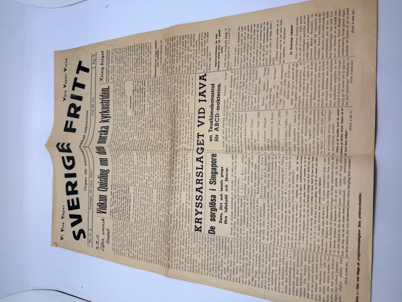 Svensk Nazistisk avis WW2 ekstremt sjælden 