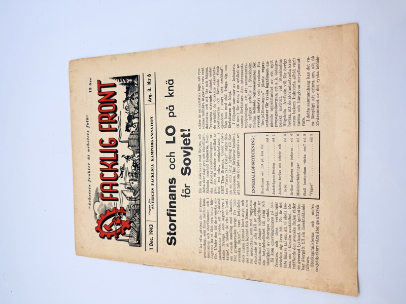 Svensk Nazistisk Blad WW2, ekstremt sjælden 