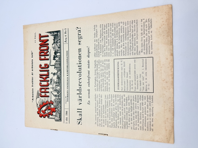 Svensk Nazistisk blad WW2, ekstremt sjælden 