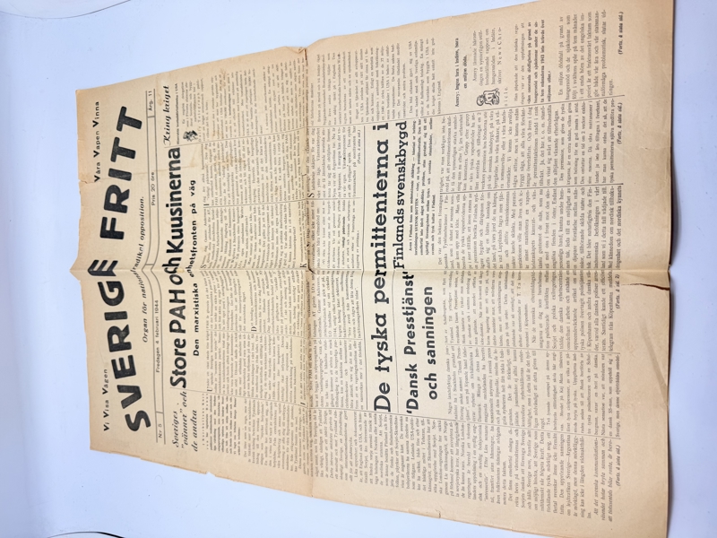 Svensk Nazistisk blad WW2, ekstremt sjælden 