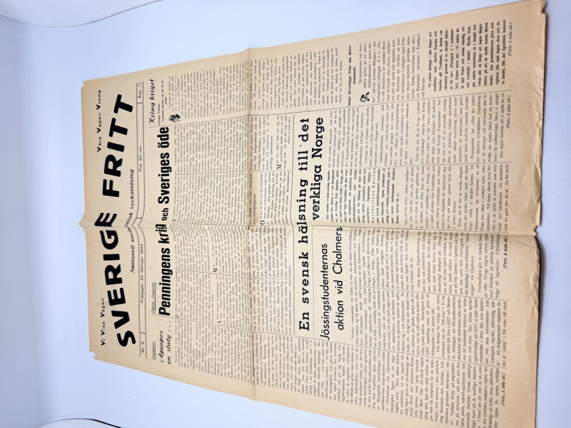 Svensk Nazistisk blad WW2, ekstremt sjælden 
