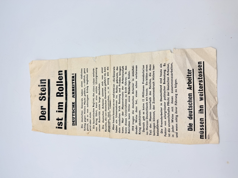 Sort propaganda smidt ned over Tyske byer WW2 og forbundet med Dødsstraf at besside, original