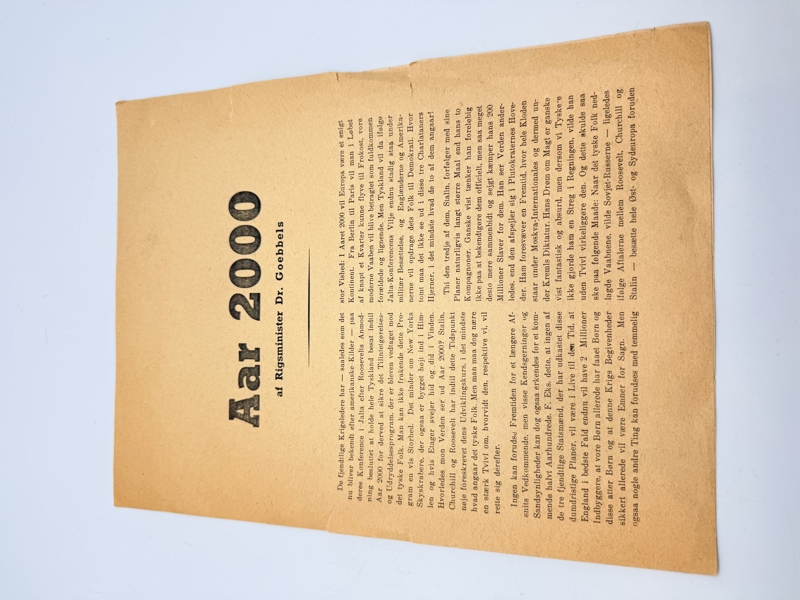 Året 2000 Tysk propaganda på Dansk, original 