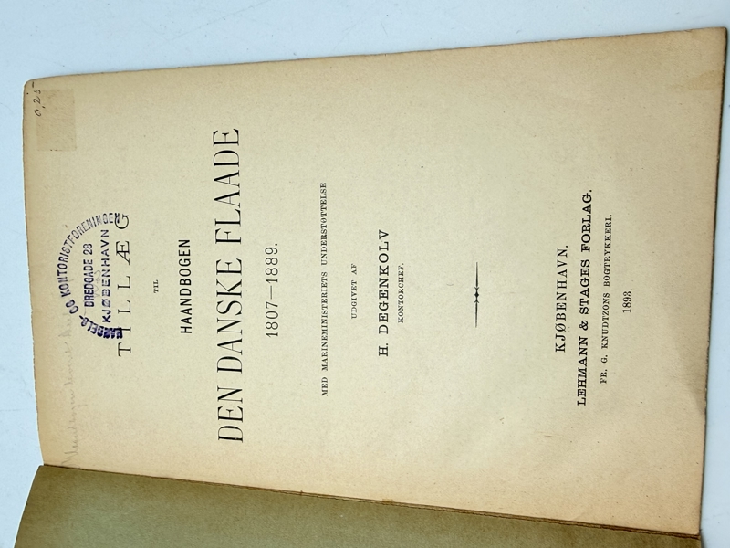 Tillæg til Haandbogen Den Danske Flaade 1807-1889. Original 