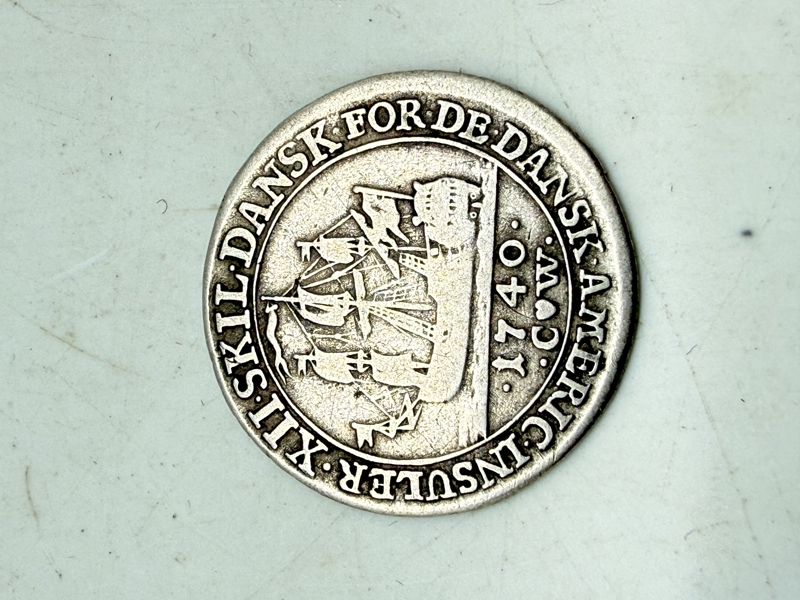 Dansk Vestindien sølvmønt 1740  