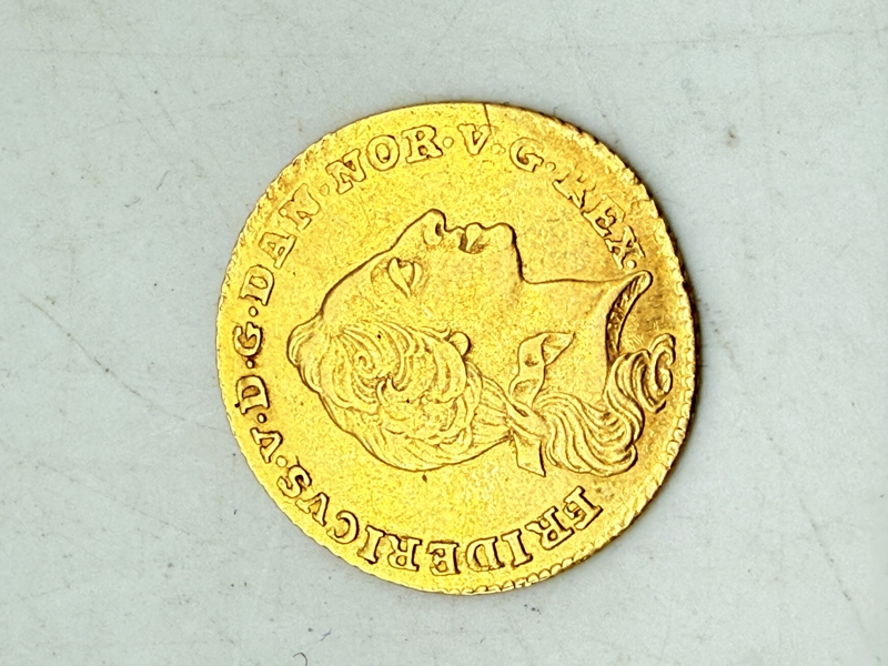 Dansk Kurantdukat 1761, 2,73 gram finguld, original 