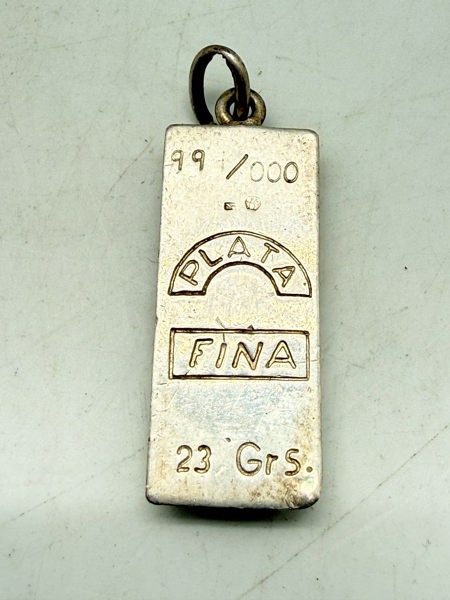 Sølvbarre som vedhæng 23 gram finsølv, original 