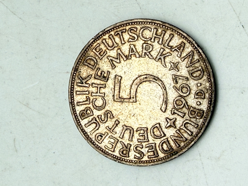 Tysk 5 mark sølv, 11 gram 0.625 lødighed