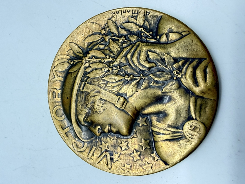 Stor Fransk / Amerikansk WW1 medalje bronze, original 