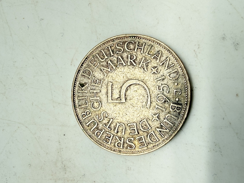 Tysk 5 mark sølv, 11 gram 0.625 lødighed