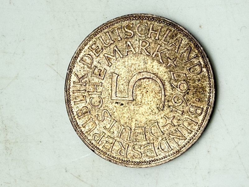 Tysk 5 mark sølv, 11 gram 0.625 lødighed