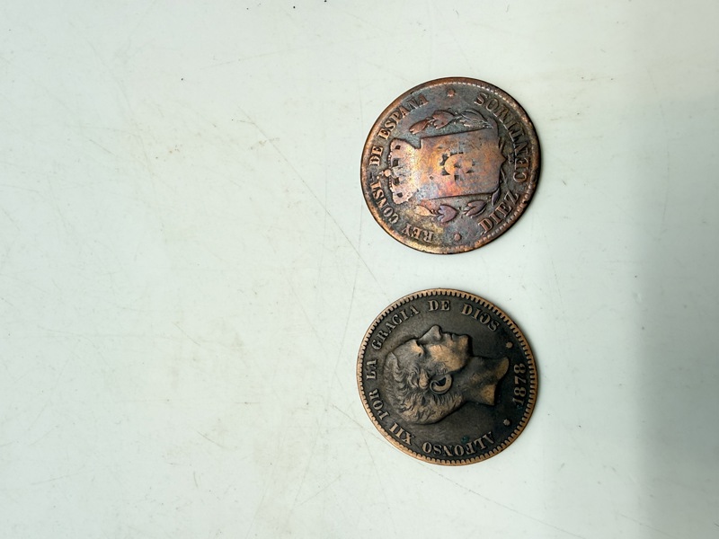 Spanske 10 centimos 1878 og 1879