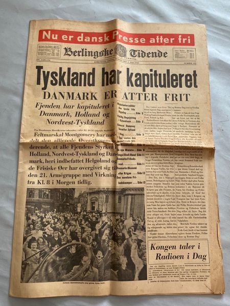 Original dansk befrielses avis fra maj dagene 1945