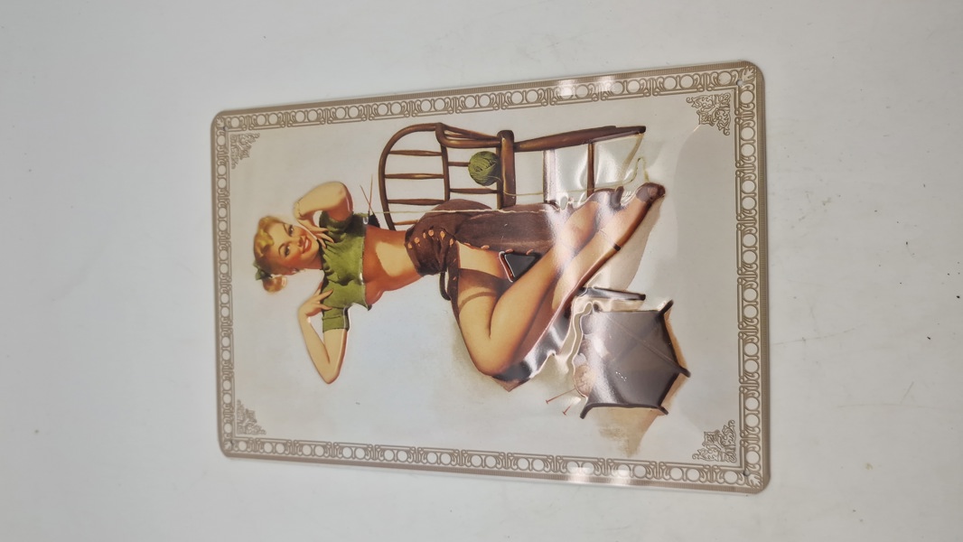 Pin up metal skilt 