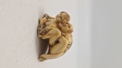 Antik JAPANESE HAND CARVED EROTIC NETSUKE FIGURES EDO / MEIJI PERIODE 