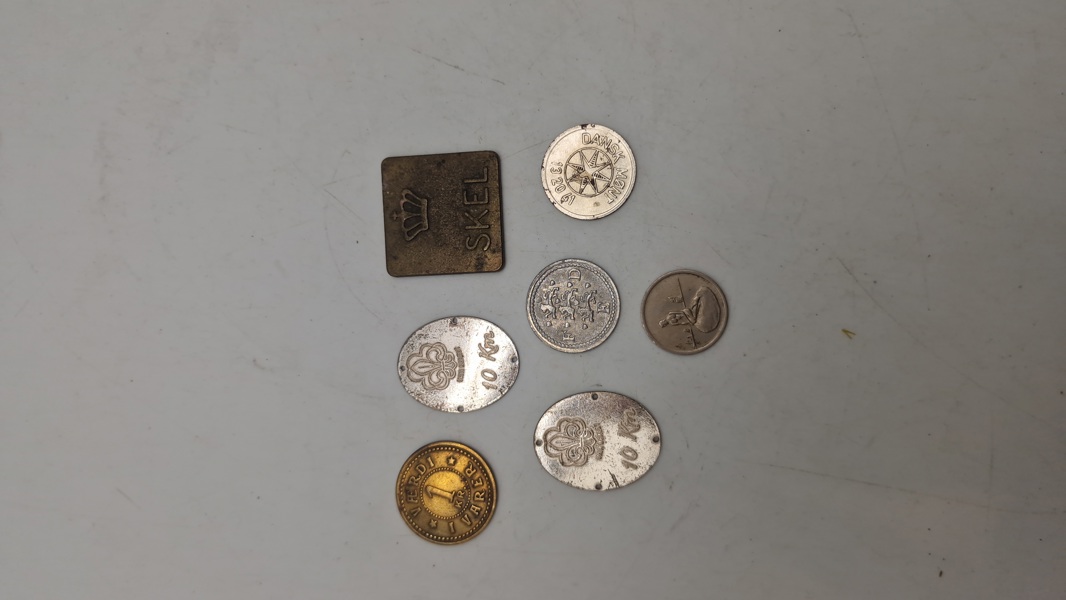Samling tokens og mønter 
