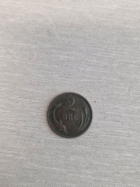 Original dansk 2 øre fra 1887 