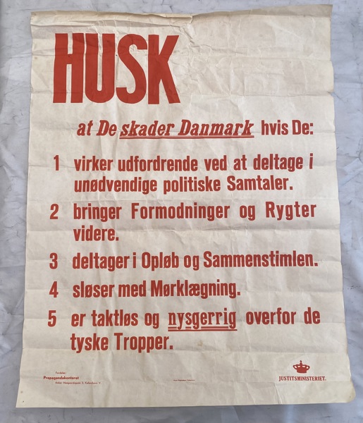 Ekstremt sjælden original dansk plakat fra ww2