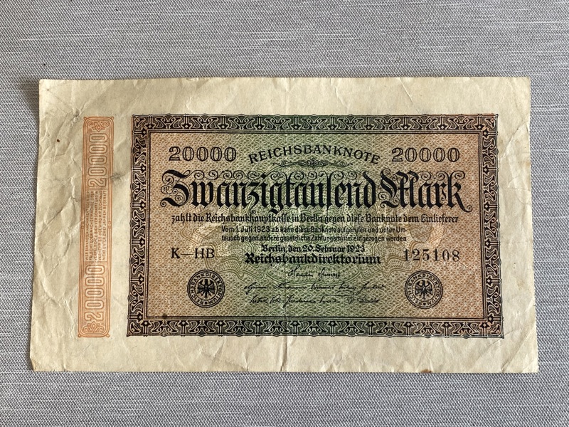 Original tysk pengeseddel fra 1920’erne