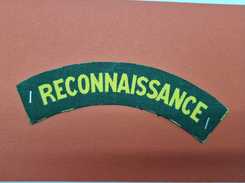 Original  Reconnaissance Corps (RECONNAISSANCE) WW2 Printed Shoulder Title